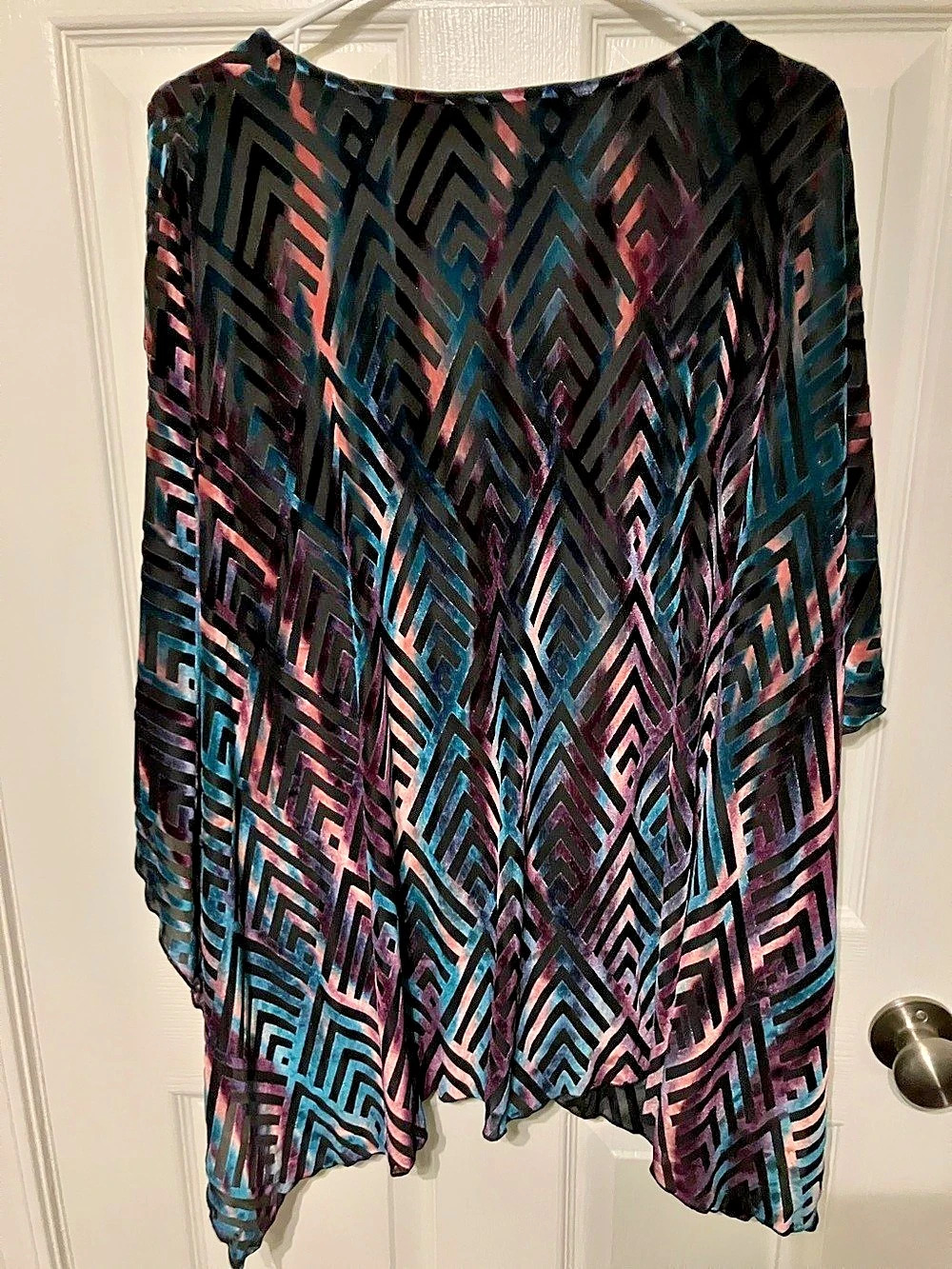 Kasper Henna Combo Geometric Tunic in Black & Blue Size Small NWT - Picture 2 of 8